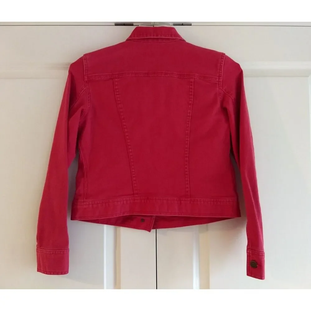 Ralph Lauren Jeans Co. Womens M Vintage Red Denim Jean Jacket Metal Logo Buttons - Picture 2 of 16